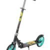 CityRiya-Long Adult & Teen Kick Scooter,3-Level Height Adjustable, Foldable & Portable,Urban Commuter Scooter for Teens & Adults Lightweight Aluminium Frame, 100kg Capacity(YS-106,Black Blue Wheel)