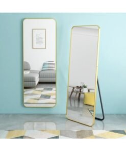 general Full Length Mirror Floor Mirror With Stand Large Bedroom Mirror Wall-Mounted Mirror Stand Or Leaning Against Wall Aluminum Alloy Frame Dressing Mirror Standing Mirror Khaki