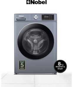 Nobel 8/5 Combo Washer Dryer with 8KG Washing Capacity, 5KG 100% Dryer, One-Touch Program, BLDC Inverter Motor, Big LED Display, 1400 RPM, Extra Slim Space Pro, 54L Drum, One year Warranty 8 kg NWM860FS Grey