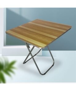 DubaiGallery Multi-Purpose Folding Table 80×80×70cm – Wooden Surface, Strong Steel Stand, Study, Dining & Camping Table
