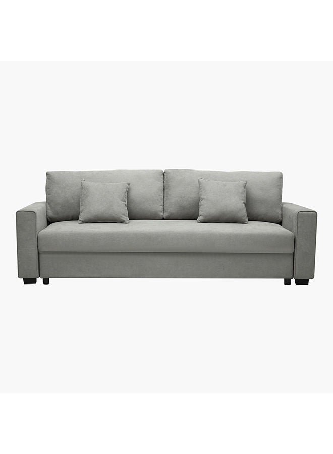 Home Box Cyrus Pull-Out 3 Seater Grey Sofa Bed With Storage And 2 Cushions 223x42x84cm
