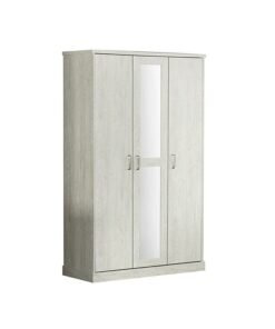 DANUBE HOME Zirco 3 Door Wardrobe Extra Sturdy Closet Clothes Storage Cupboard Modern Design Space Saving Swing Door Cabinet For Bedroom L 120x58x210 Cm White Oak