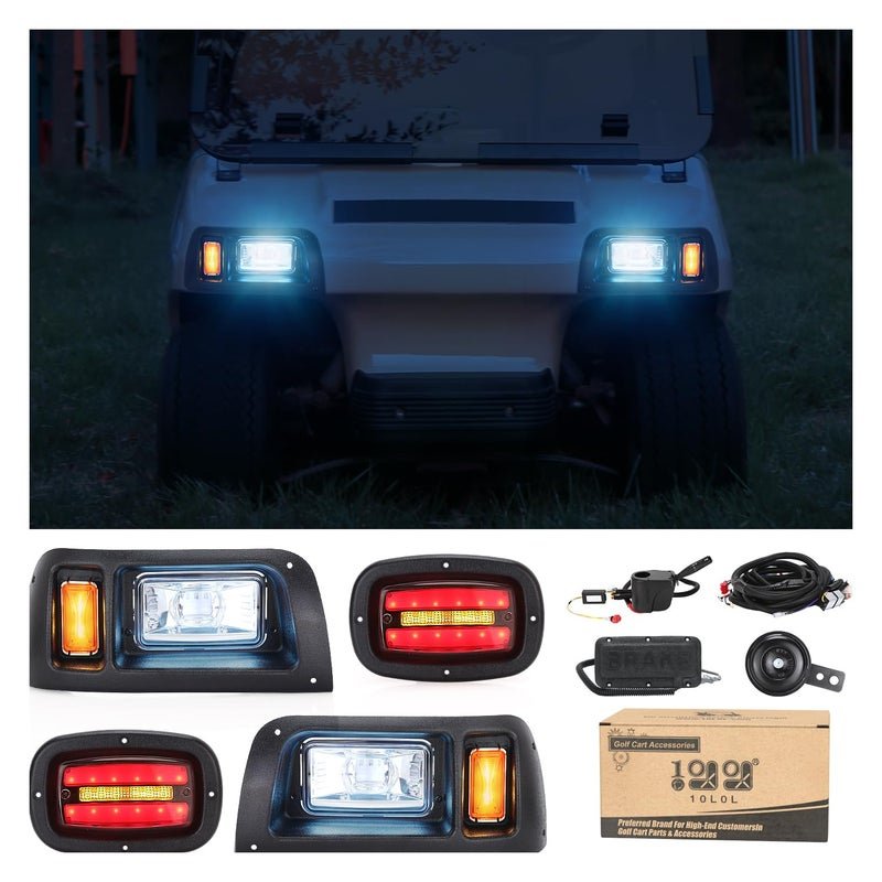10L0L Golf Cart Light Kit for Club Car DS (12V-48V) - Super Bright Headlights, Tail Lights, Turn Signals & Brake System with Daytime Safety Mode