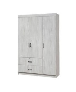 DANUBE HOME Selva 3 Door And 2 Drawer Wardrobe For Hanging Clothes Sturdy Rack Storage Organiser Modern Design Space Saving Cabinets For Bedroom L 120 x W 42 x H 181 cm White Oak