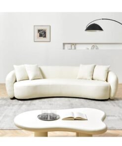Wooden Twist Fleece Boucle Fabric Modern 3 Seater Sectional Sofa