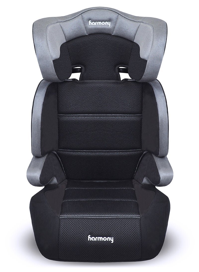 Harmony Dreamtime Deluxe Comfort Booster Car Seat – Heather Grey | 2-in-1 High-Back & Backless | 40–110 lbs | Adjustable Headrest | 3-Across Seating