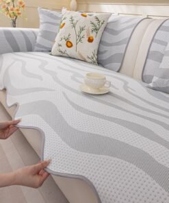 Summer Cool Bean Straight Row Sofa Cushion One-Piece Fixed Anti-Slip Cushion High-End Sofa Cover