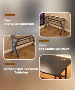 Harlan Gaming Table,Small Gaming Desk,Ergonomic PC Computer Desk,Computer Table with Carbon Fibre Surface, Kids Desk,Writing Study Desk or Home Office Desks,Ideal for Students and Gamers - Image 4