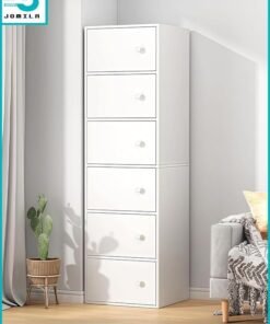 JOMILA Bookcase living room wall cabinet with door bedroom storage cabinet modern minimalist office simple floor-to-ceiling bookshelf (White, 40x30x153cm)