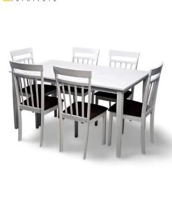 SULSHA Modern Heavy Duty Solid 6 Seater Dining Table With Poshish Chair Set  White