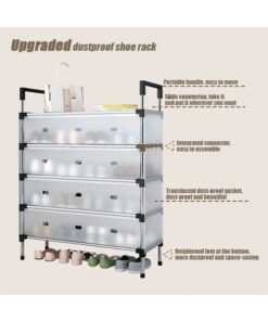 Alternative view of Simple Shoe Cabinet, 5-Layer Dust-Proof Shoe Rack, Economical Large-Capacity Shoe Storage Rack, Space-Saving Dormitory Household Shoe Rack