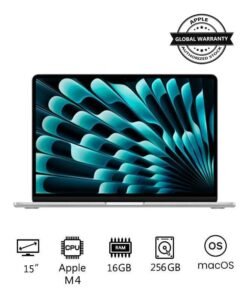 Apple New 2025 MacBook Air MW1G3 15-Inch Display, Apple M4 Chip 10-Core CPU 10-Core GPU Processor/16GB RAM/256GB SSD/macOS(International version) English Silver