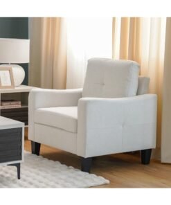DANUBE HOME Supreme 1 Seater Fabric Sofa Armchair Modern Design Single Seater Accent Chair Comfortable Living Room Furniture L91Xw80Xh88Cm - Cream - Image 4