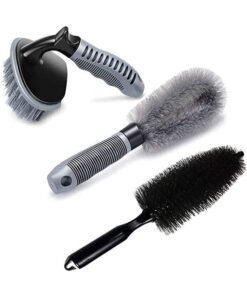 3 Pieces Car Wheel Cleaning Brush Set Wheel Washing Tool Rim Cleaner for Car Alloy Wheel, Motorcycle or Bicycle Tire