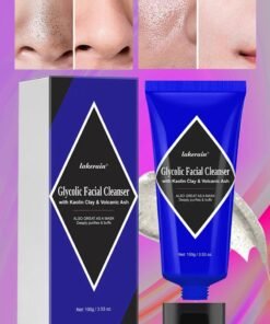 lakerain 100g Glycolic Facial Cleanser for Men Purify Skin Deep Cleaning Face Cleanser with Volcanic Ash and Kaolin Clay for All Skin Types Facial Cleansing Face Mask Ash Facial Cleanser Foam Pore Face Cleanser