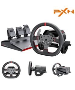 PXN V10 Pro Direct Drive Racing Wheel – 3.2Nm Torque, Servo Motor, Multi-Platform (PC, Xbox, PS4) – 270mm D-Shaped Wheel, 3-Pedal Bundle (Clutch, Brake, Accelerator), Hall-Effect Magnetic Pedals, F1 Paddle Shifters, App Control, Intelligent Cooling 17 Programmable Buttons – Ultimate Realistic Driving Simulator