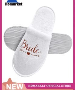 HomarKet Wedding Bride Slippers Set Disposable Hotel Slippers White Bridesmaid Gift Bridal Party Bridal Shower Spa accessories for Bachelorette Party Favor