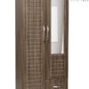 SULSHA 2 Door Wooden Wardrobe Cabinet Cupboard Engineered Wood Perfect Modern Stylish Heavy Duty With Mirror With 1 Drawer Oak color