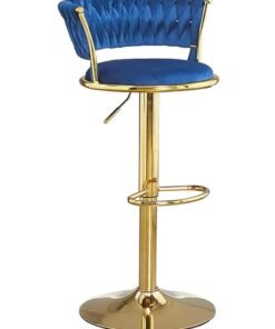 DubaiGallery Velvet Woven Bar Stools, Modern Height Adjustable Swivel Barstools Counter Chairs with Back & Golden Metal Base for Pub, Kitchen, Cafe