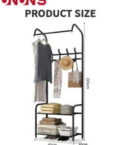 UNUNS Coat Rack Freestanding With 2 Tier Shoe Rack,Hall Tree Lightweight Metal Shoe Rack Organizer,Multifunctional Coat Hanger Stand,Shoe Shelf For Apartment Bedroom Dorm And Entryway,Black
