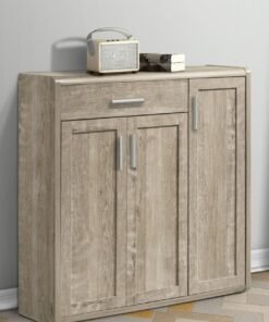 Home Box Curvy 20-Pair Shoe Cabinet With 3 Doors And 1 Drawer Brown Engineered Wood 34.3 x 120 x 118 cm