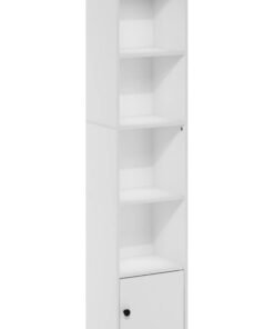 MODERN HOME 5-Shelf Bookcase with 1-Door Cabinet – White Wooden Storage & Display Unit