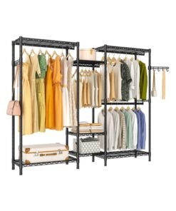 Sharpdo Home Bedroom Stainless Steel Simple Wardrobe Mobile Clothing Storage Rack with Universal Wheels 183*40*195CM