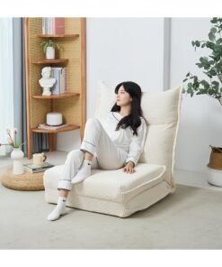 GGEROU Floor Sofa with Back Support, 5 Reclining Poistion Adjustable Sofa Bed, Folding Lazy Sofa, Floor Lounge Chair, Gaming Recliner Bed  White