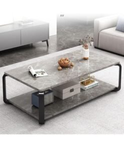 DubaiGallery Coffee Tables for Living Room Round End Side Tables Sofa Table, Modern Marble Nesting Table with Metal Frame Legs
