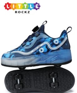 LITTLE ROCKZ Double Wheel LED Flash Light Fashion Shiny Sneaker Skate Heelys Shoes With Lightning Sole