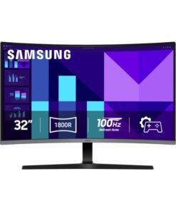 Samsung 32 inch Essential S3 Curved Monitor, FHD Resolution, 100Hz Resolution, 4ms (GtG) Response Time, Eye Saver Mode, Flicker Free, 16.7m Color Support | LS32D392GAMXUE Black