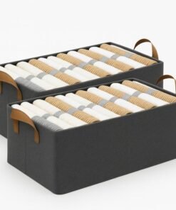 PulGos 2Pcs Wardrobe Organizer for Clothes Rectangle Storage Baskets for Clothing Fabric Storage Box with Handles Shelf Basket for Storage Clothes Pants Jeans Sweater (Grey)