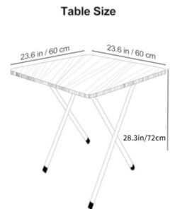 GGEROU Folding Table, Foldable Camping Table, Outdoor Picnic Table, Dinner Folding Table with Wooden Top and Metal Frame, 60 * 60 * 72cm