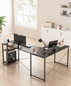 Harlan L-Shaped Desk Computer Corner Table Study Desk Home Office Workstation Modern Simple Style Writing Desk Table - Image 4