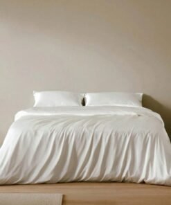 LUNA Home 6Piece Silk Satin King Size Duvet Cover Set Solid White