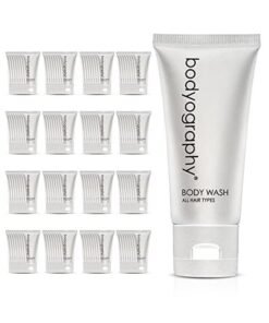 world amenities Bodyography Blanc Bulk Body Wash 1.4Oz Vanilla White Tea Mini Travel Size Toiletries (100% Recyclable Tube With Flip Top Cap) Hotel Amenities Suitable For All Skin Types
