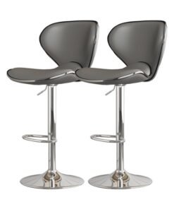Sharpdo 2-Piece Bar Stool Set, Nappa Leather High Back Bar Stool, Comfortable and Adjustable High Bar Stool, 360° Rotation, Suitable for Home Kitchen Counter Restaurant High Stool