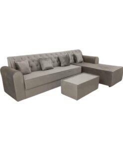 Maharat Al Bahar L Shape Mab Sofa Set 5 Seaters With Table & Pillow Beige 250x80x80