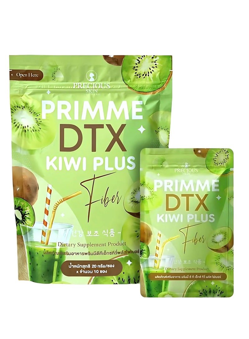 Precious Skin Primme DTX Kiwi Plus Fiber | 10 Sachets | Natural Detox Drink for Weight Management & Digestive Health