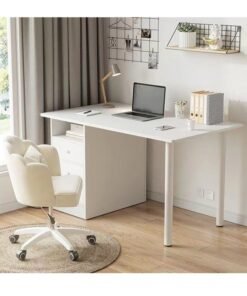 Alternative view of Raffine Modern Design Computer Desk Simple Rectangular Writing Study Table with Storage Drawers Workstation Table for Bedroom Home Office 120x48x73 cm