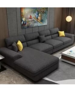 Maharat Al Bahar MAB FURNISHINGS GLFF Overstuffed Multifunction Wooden Frame Sofa Set - dark gray