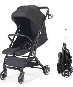 TEKNUM Travel Cabin Stroller with Extra Wide Canopy, Reclining Seat, Breathable Fabric - Black, 0m+ - 22kg