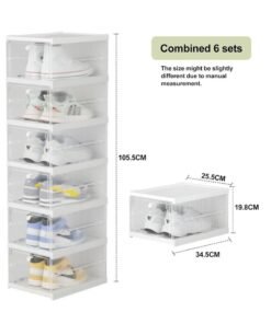 Shoe Storage Organizer, Clear Installation-free Foldable Shoe Rack Stackable Shoe Box Pack, Portable Cabinet Rack (Transparent 6 Pack) - Image 2