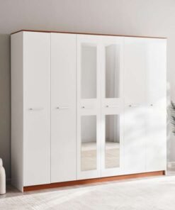Pan Home SUNRISE 6 DOOR WARDROBE - WHITE GLOSS