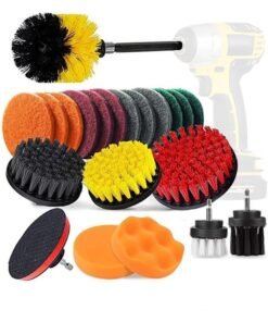 Motim 22-Peices Drill Brush Attachments Set, Scrub Pads Sponge Power Scrubber Brush Pad Sponge Kit, Electric Matte Brush Band Extending, for Car, Boat, Seat, Carpet, Upholstery, Bathroom, Grout, Floor and Tile