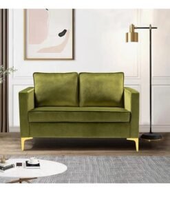 Wooden Twist Loveseat 2-Seater Bench with Two Cushions ( Green )