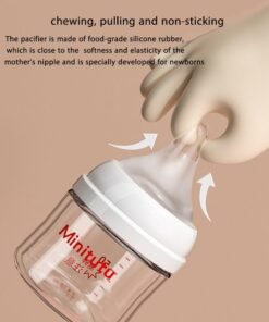 Minitutu Wide-Caliber Glass Baby Bottle With Breast-Like Nipples  for Newborns, 80ML, 0M+ - Image 3