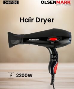 Olsenmark Hair Dryer OMH4093K, High Speed hair styler, POWER: 2200W - 2400W, Quiet Sound 2 Speed and 2 Heat Settings, Quick Drying Styling 2 Years Warranty, Black Black