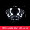 Trumpet Flower Ps Crystal Tableware Food Stall Hotel Bowl Cup And Saucer Set Hard Plastic Rice Bowl Wine Cup Spoon Chopsticks Plate-Color:400ml Crystal Bowl Without Lid