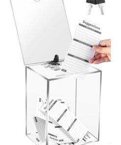VITION Acrylic Tip Box with Key Lock and Sign Holder for Restaurant Hotels (Size, 25x20x15cm) Clear